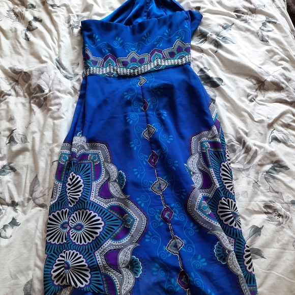 Le Chateau asymetrical licou blue dress size xs - Picture 3 of 3